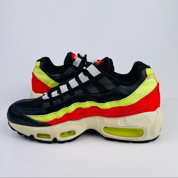 Nike Air Max 95 Black White Volt Habanero Red Shoes 307960-019 Women’s Size 5 - Picture 9 of 10